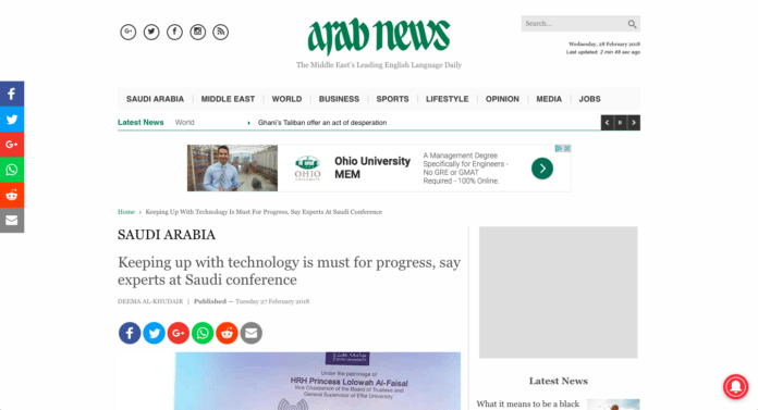 Scott Amyx Quoted in Arab News_Saudi Arabia Exponential Technologies 0