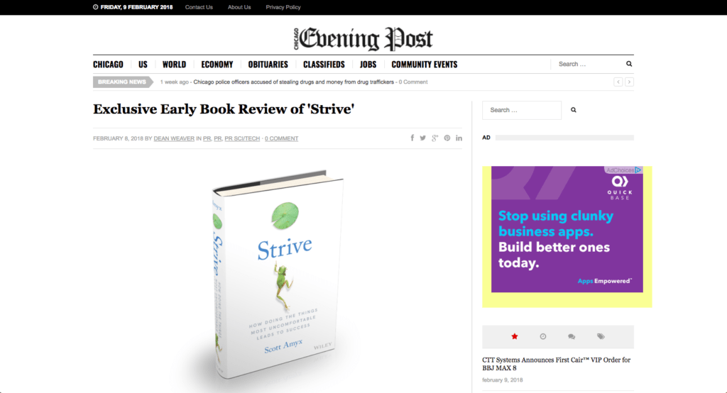 Scott Amyx on Chicago Evening Post_Strive How Doing the Things Most Uncomfortable Leads to Success