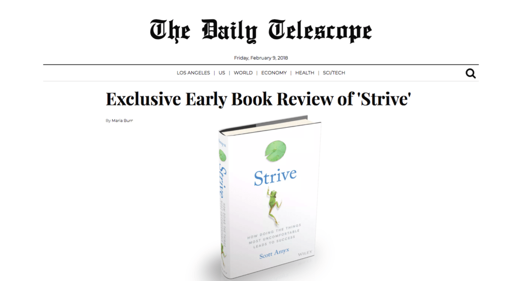 Scott Amyx on The Daily Telescope Strive Book on Success