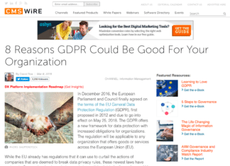 Scott Amyx Interviewed by CMS Wire on GDPR