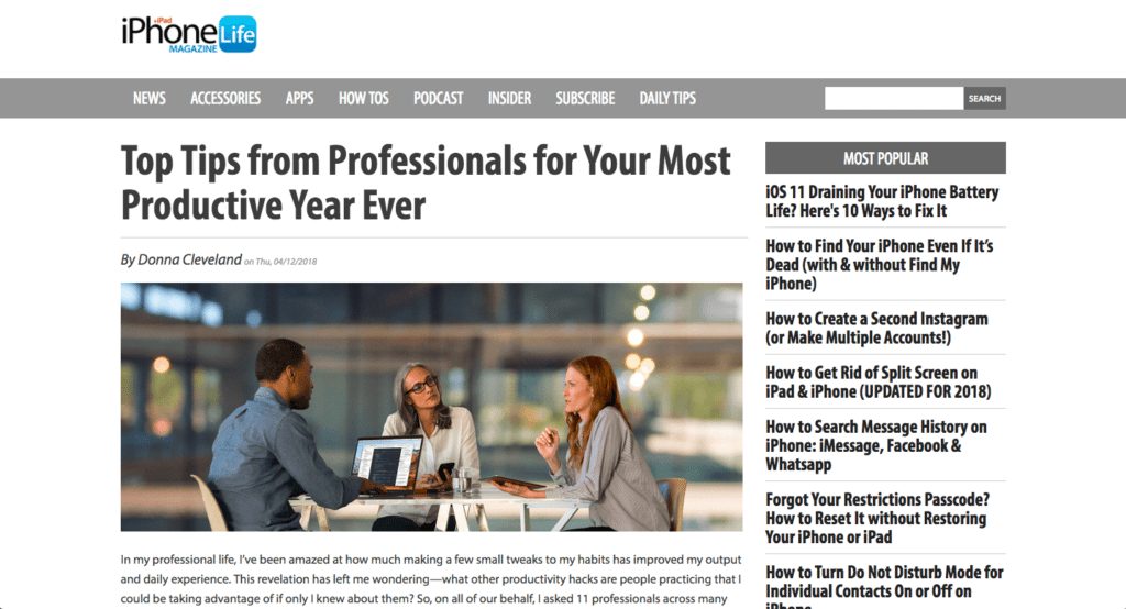 Scott Amyx Interviewed by iPhone Life Magazine on Productivity