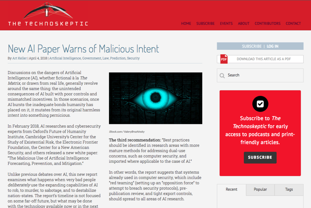 Scott Amyx Interviewed on Malicious Use of AI