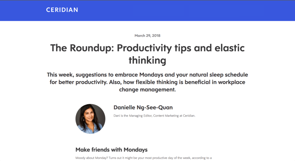 Scott Amyx Quoted in Ceridian about Monday productivity