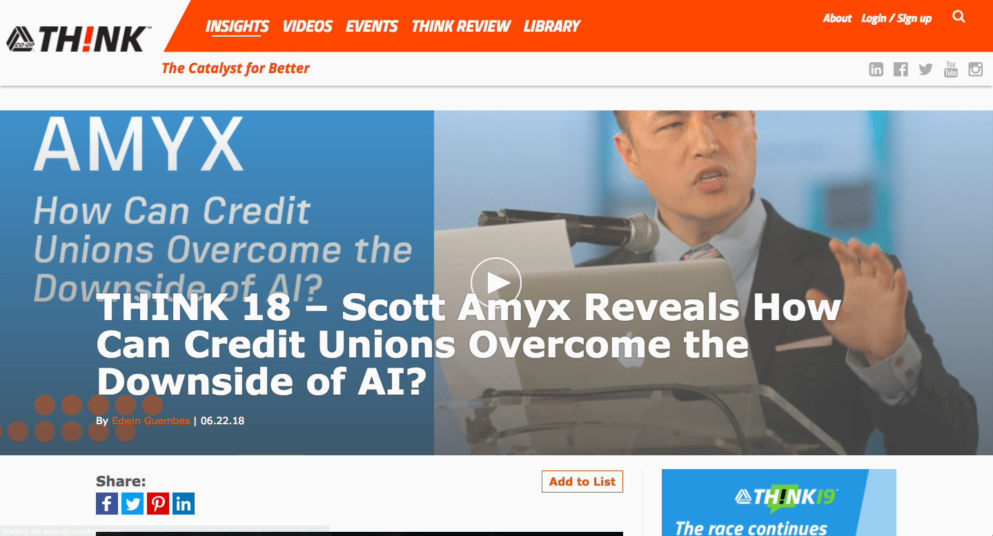 Scott Amyx Speaks at THINK on AI in Financial Services – Scott Amyx