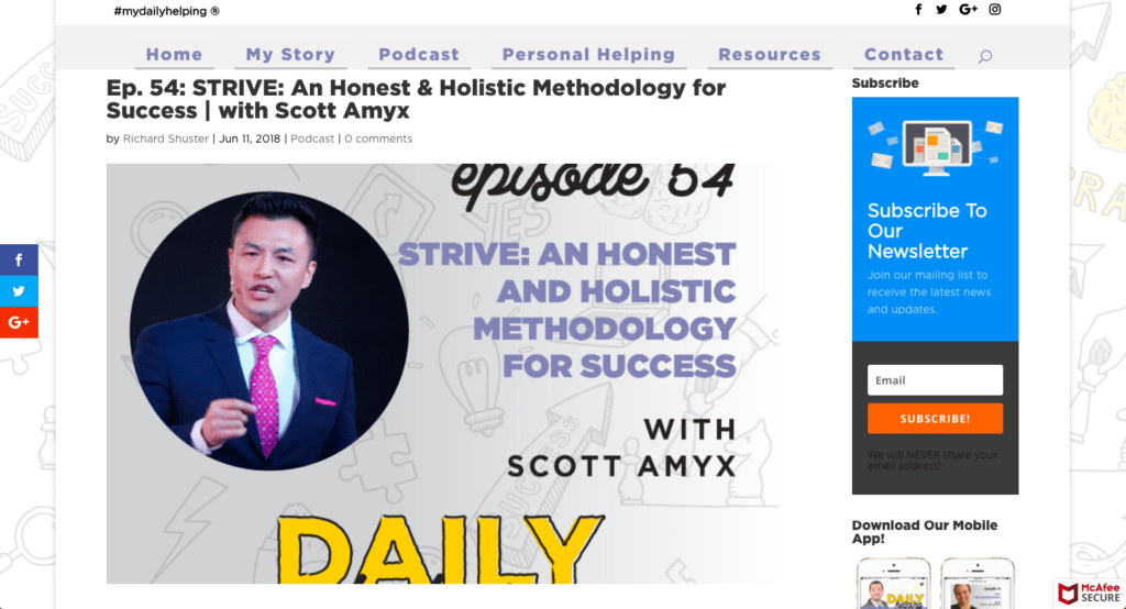 Scott Amyx Interviewed on the Daily Helping Podcast on Success