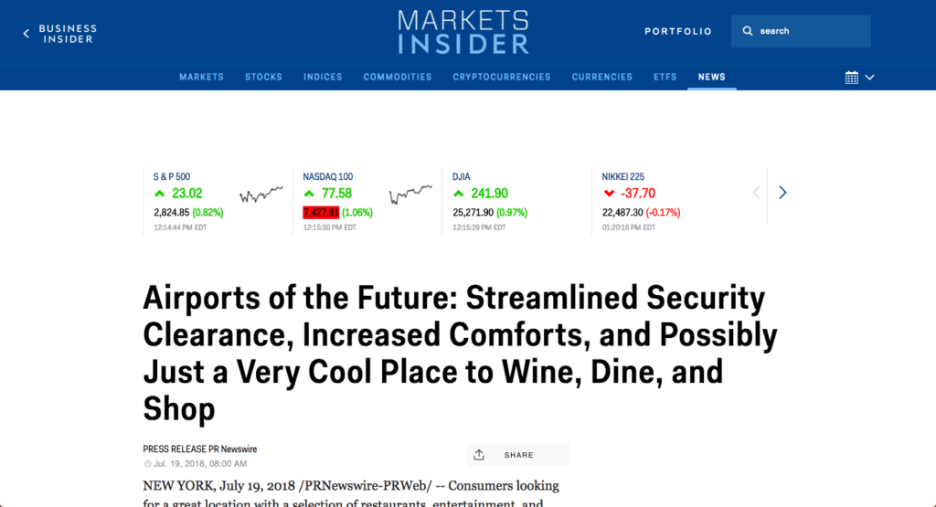 Scott Amyx Interviewed by Business Insider on Airports of the Future