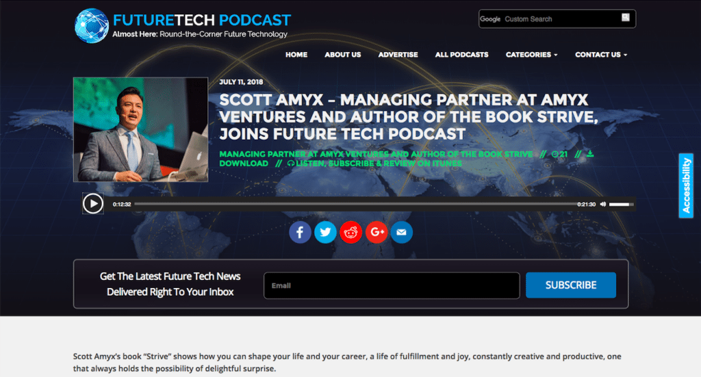 Scott Amyx Interviewed on Future Tech Podcast on Strive Book