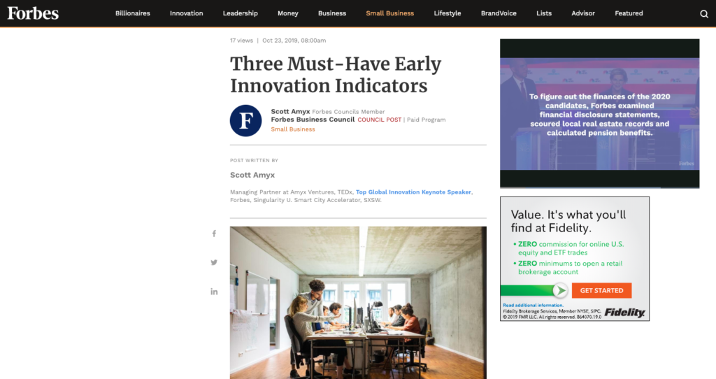 Scott Amyx Forbes Early Innovation Indicators