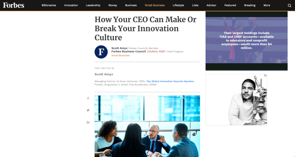 Scott Amyx Forbes CEO Innovation