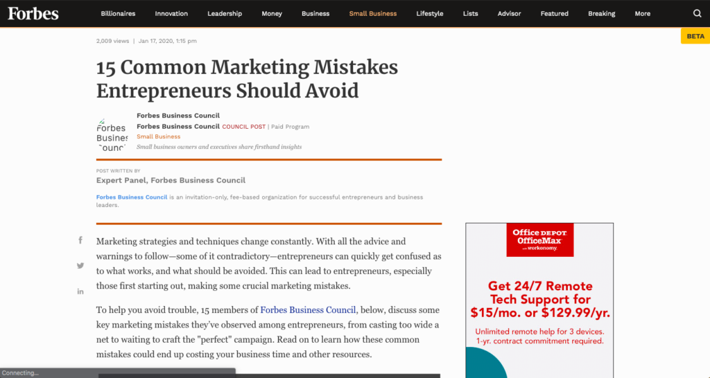 Scott Amyx Forbes Startup Mistakes